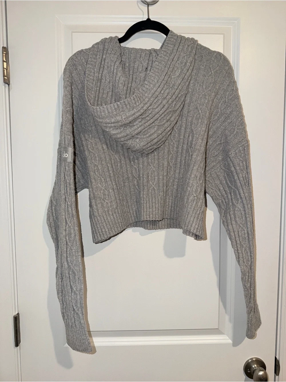 ALO Yoga Cable Knit Winter Bliss Hoodie and Joggers in Athletic Heather Gray